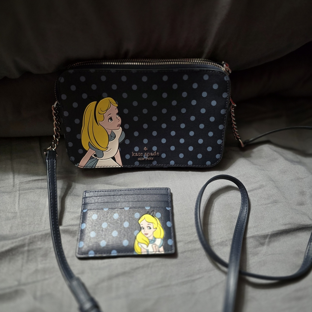 Kate Spade Navy Polka Dot Crossbody Bag with Character Design